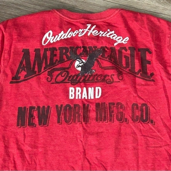 American Eagle Heather Red Graphic T-shirt Men Size Large - Picture 1 of 7